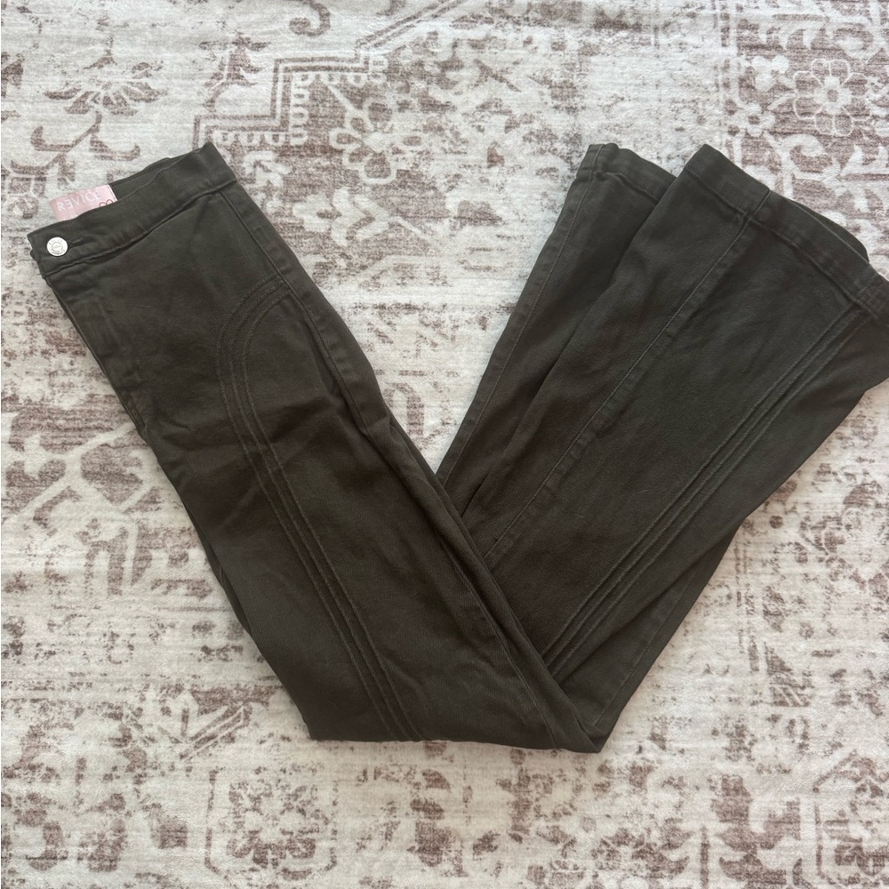 REVICE Olive Green Flare Jeans